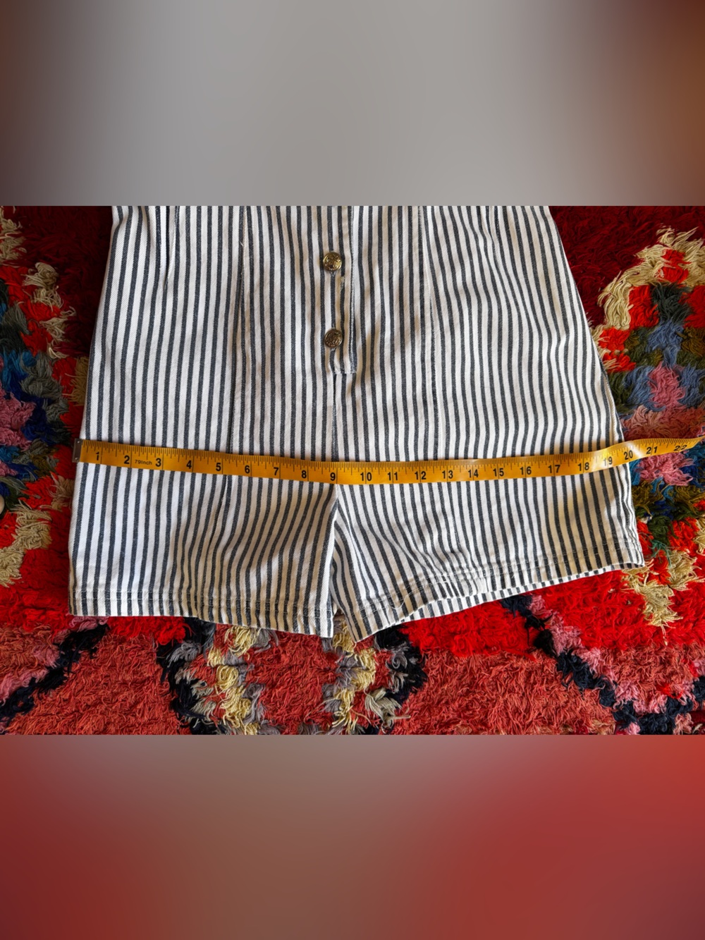 90s Vintage White and Blue Striped Denim Romper Sz Sm - Picture 9 of 10